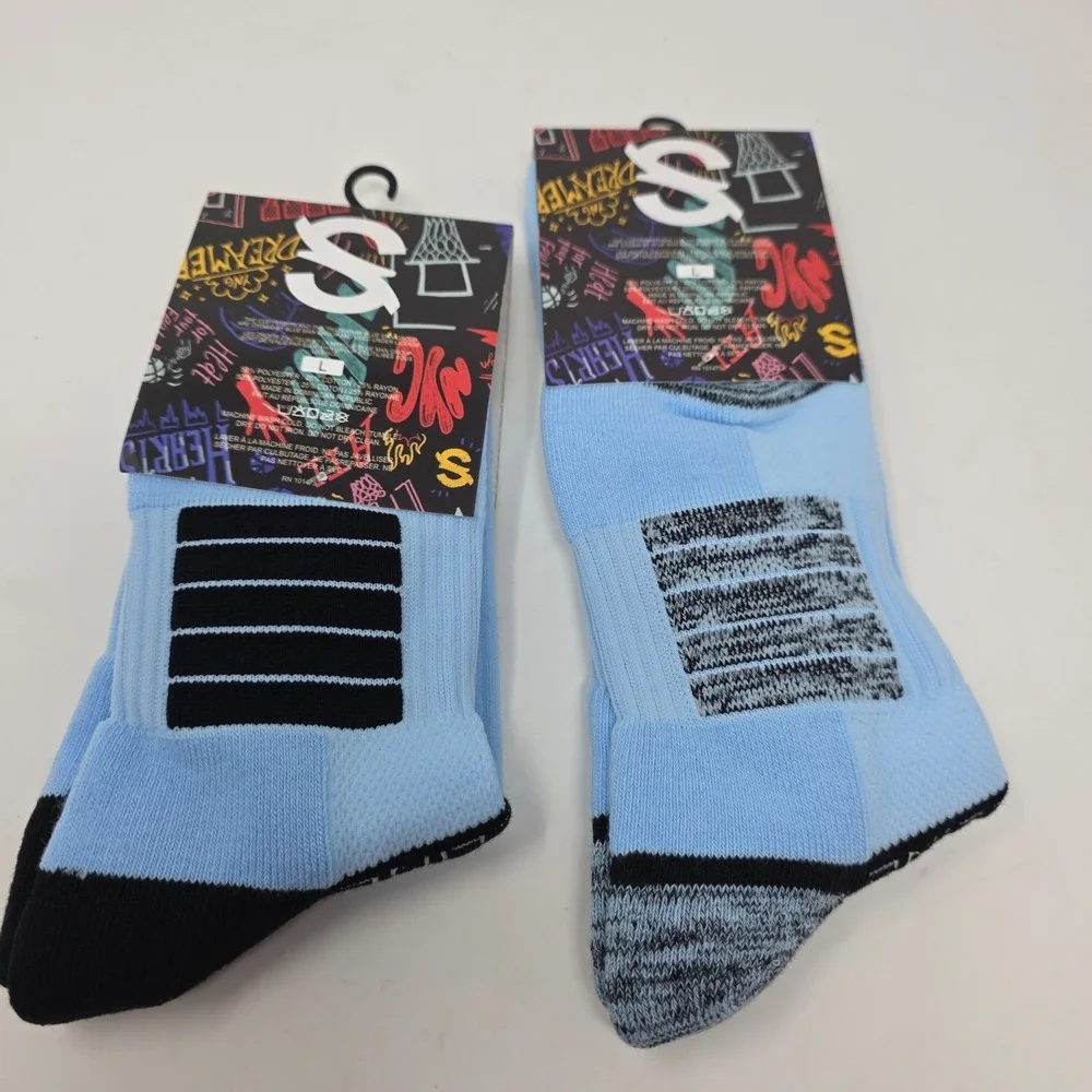 Strideline Overtime Elite Jelly Fam Blue Basketball Socks Lot 2 Crew Mid Size L